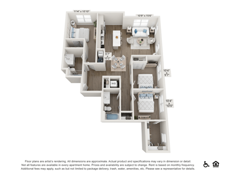 a stylized floor plan of a 3779 sq ft apartment